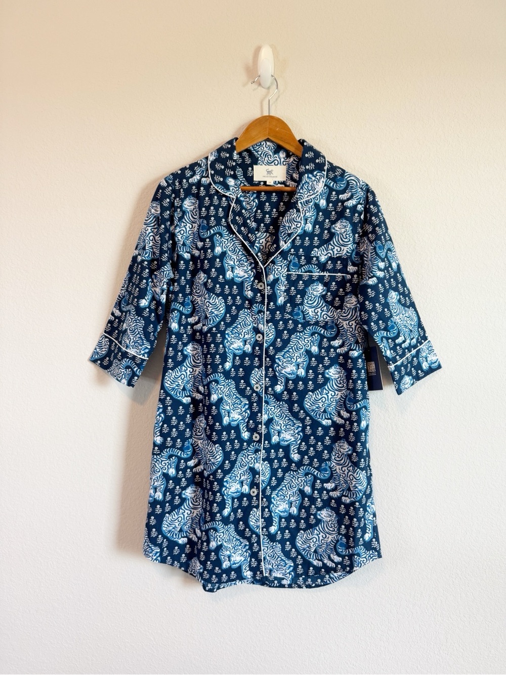 Printfresh Women's Blue Sleep Shirt Nightgown in Tiger Queen Print Size XXS